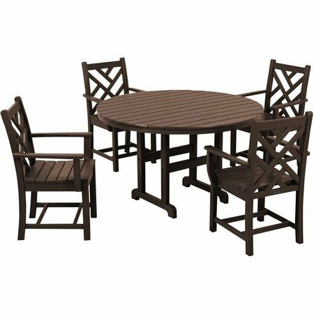 POLYWOOD Chippendale 5-Piece Mahogany Dining Set with 4 Arm Chairs 633PWS1221MA